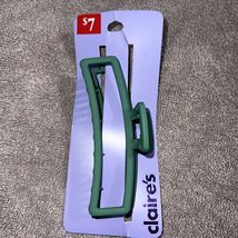 Claire’s Green Matte Hair Claw Clip Rectangular Open Frame Minimalist St... - $7.43