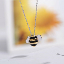 Bee Pendant Necklace 925 Sterling Silver Jewelry Korean Fashion Cute Exquisite - £9.79 GBP