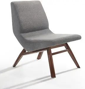 22&quot; Grey And Walnut Solid Color Lounge Chair With Ottoman - $700.99