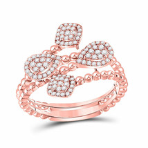 10kt Rose Gold Womens Round Diamond Beaded Geometric Wrap Fashion Ring 1/3 Cttw - £509.49 GBP
