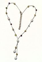 BRIGHTON Eye Candy Multi Color Stone Pearl Silver Plated Necklace - $47.52
