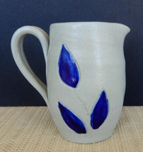 Williamsburg Pottery salt glaze cobalt blue leaf design miniature water jug - £15.71 GBP