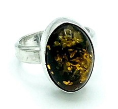 Vintage Sterling Silver Baltic Amber Ring Size 4 - $47.52