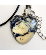 Vintage Heart Necklace Acrylic/Resin Handmade Jewelry Maine B67 - $27.86 CAD