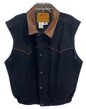 Schaefer Outfitters Men’s Wool Blend Black Vest Leather Collar Western Size 2XL - £56.62 GBP