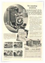 Print Ad Eastman Kodak Recomar Camera For Exacting Amateurs 1934 Adverti... - $9.70