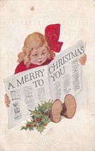 Merry Christmas To You Girl Newspaper Sweet Springs MO Postcard B34 - £2.35 GBP