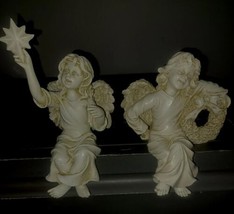 Adorable Pair of Angel Shelf Sitter 2003 WMG with Wreath and Star - $15.00