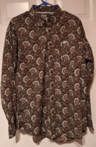 Cinch Mens Large Brown and Turquoise Paisley Print Long Sleeve Western Shirt - £17.50 GBP