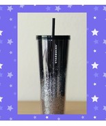 Starbucks Tumbler Holiday 2019 Venti Black &amp; Silver Cascading Snow Glitt... - $20.79
