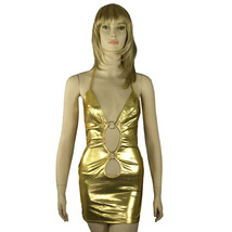Club wear Gold + Chain Mini Dress Outfit Vinyl Cleopatra Hottie - £7.90 GBP