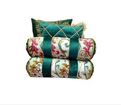 Bolster Pillow, Vintage Style, Gold Pipping, Floral Cotton, High Quality 6x16&quot; - £47.16 GBP