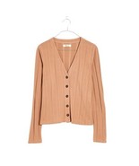 Madewell Nugget Double Wide Ribbed Cardigan in Faded Earth Tan NE473 Siz... - $47.39 CAD