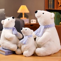 Lovely Polar Bear Plush Toys Cute Soft White Bears with Scarf Dolls Stuffed Anim - £15.53 GBP