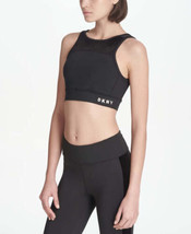 DKNY Womens Activewear Sport Velvet Trimmed V Back Medium Support Sports Bra,L - £40.20 GBP