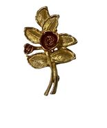Vintage Avon Gold Tone Rose Flower Brooch Pin Floral Jewelry - $16.20