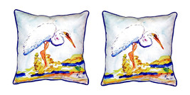Pair of Betsy Drake Betsy’s Egret Small Pillows 11 Inch X 14 Inch - £54.17 GBP
