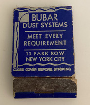 Vintage Lion Matchbook Bubar Dust Systems NYC New York Advertising Cover... - $19.01