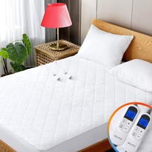 Twin Size Heated Mattress Pad Quilted Heating Electric Bed Warmer Heat Fitted De - £81.76 GBP+