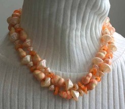 Fabulous Shades of Peach 2-Strand Acrylic Necklace 1960s vintage - $17.95