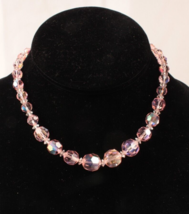 Pink AB Crystal Choker Necklace 12-14 Inches Beautiful - $32.71