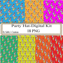 Party Hat 1a Digital Kit-Jewelry Tag-Clipart-Art Clip-Gift Tag-Holiday-D... - £0.97 GBP