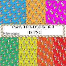 Party Hat 1a Digital Kit-Jewelry Tag-Clipart-Art Clip-Gift Tag-Holiday-D... - $1.99