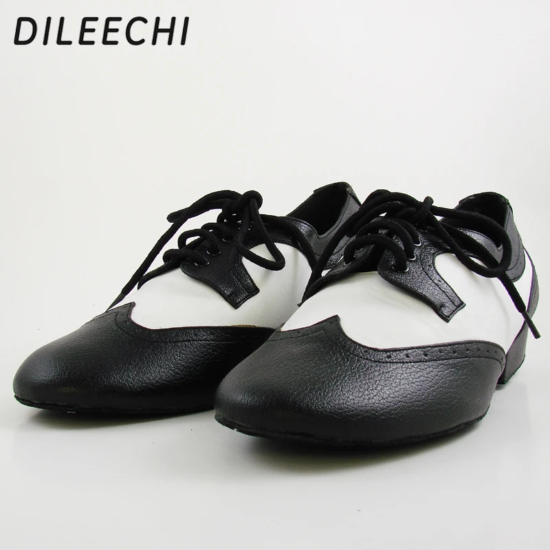 DILEECHI Spot wholesale Men&#39;s Black White Real Leather Flats Modern dance shoes  - £191.57 GBP