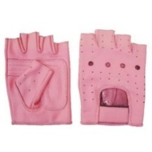 Pink Leather Fingerless Gloves - £27.50 GBP