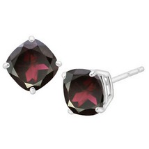 5MM Cushion Cut Garnet 1.25CTW Stud Earrings in Sterling Silver - $37.00