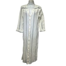 garnet hill sheer button up long sleeve stripe organic cotton maxi dress... - $29.69