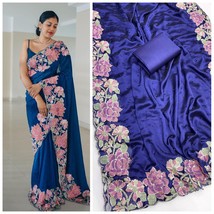 Radiant Elegance: Rangoli Silk Saree with Heavy 3MM Sequence Embroidery and Moti - £64.56 GBP