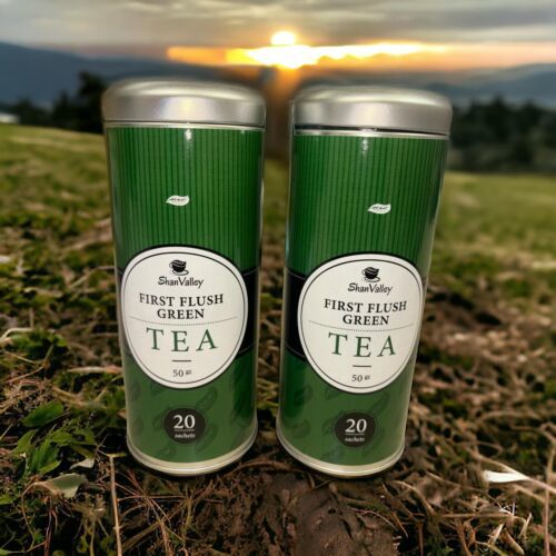 2 Cans Shan Valley First Flush 20 Tea Bags Tin Can  50 Grams Black or Green - $25.00