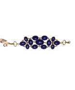 Cache Bracelet Adjustable Blue &quot;LAPIS&quot; Gold Metal 2&quot; Wide Match Top Pant... - $31.73 CAD