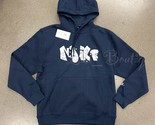 NWT Nike DQ4653-410 Men&#39;s Club Fleece Graphic Pullover Hoodie Navy Blue ... - £35.93 GBP