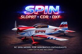 rc airplane plans-,spin,-3d cad model sldprt dxf cdr jpg laser cut cnc, ... - $18.88
