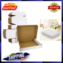 13x10x2 Inches Shipping Boxes Set Of 25, White Corrugated Cardboard Box - £33.80 GBP