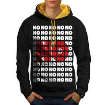 Wellcoda Just No No Pattern Mens Contrast Hoodie, Rejection Casual Jumper - £31.56 GBP