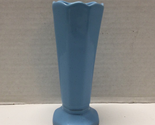 Vintage Frankoma Pottery Bud Vase #38 Powder Blue 6 3/4&quot; Tall Scalloped ... - $16.78