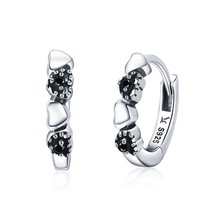 WOSTU Real 925 Silver Forever Love Heart, Black CZ Stud Earrings For Women Silve - £16.06 GBP