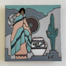 1990 Tu-Oti Earthtones Native American Decorative Ceramic Art Tile 6&quot; x 6&quot; - $34.64