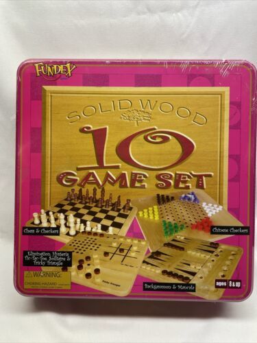Hardwood Classics 10 Game Set Solid Wood Fundex Chess checkers backgammon Solita - $14.24