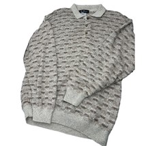 Vintage Alan Stuart Knit Sweater 3D Beige  Pullover 90&#39;s 100% Cotton Lar... - £23.68 GBP