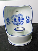 Delft Blue Chamber Tapered Candle Stick Holder Hand Held Holland Scene &amp; Flowers - £15.97 GBP