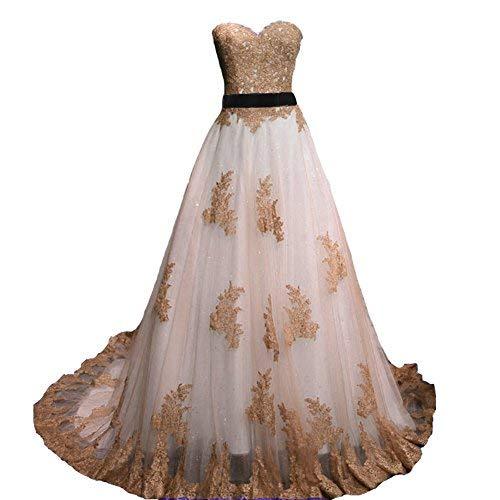 Vintage Brown Lace Long A Line Sweetheart White Prom Dress Wedding Gown US 14