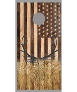 Buck Deer Field Wood American Flag Corn Hole Board Decal Wrap - £15.72 GBP+