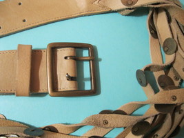 BETSEY JOHNSON Genuine Tan Leather BELT - size Large - Boho Modern - £26.28 GBP