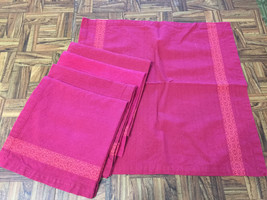 Vintage CP World Market 100% Cotton Dark Pink Place mats &amp; Napkins 11 pcs India - £32.08 GBP