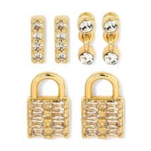 SUGAR FIX &quot;3 Pair Micro Crystal Earring Set&quot; (Gold) ~ NEW!!! - £10.46 GBP