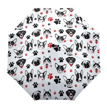 Pet Dog Footprint Custom Automatic Umbrellas Windproof Folding Rain - £66.49 GBP